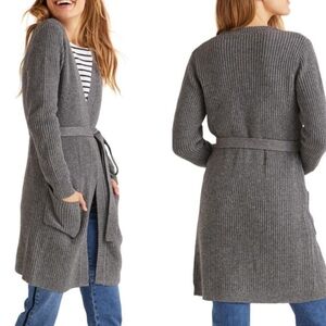 Boden Gray Ribbed Long Cardigan